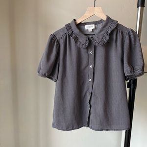 Gingham black blouse